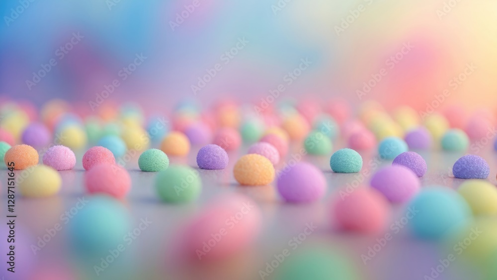 Poster pastel colored blurred defocused background with vibrant soft shapes creating a dreamy and whimsical