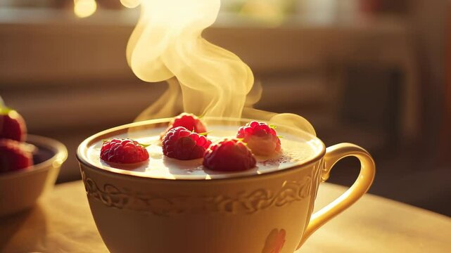 Steaming Raspberry Delight, A Cozy and Refreshing Warm Drink