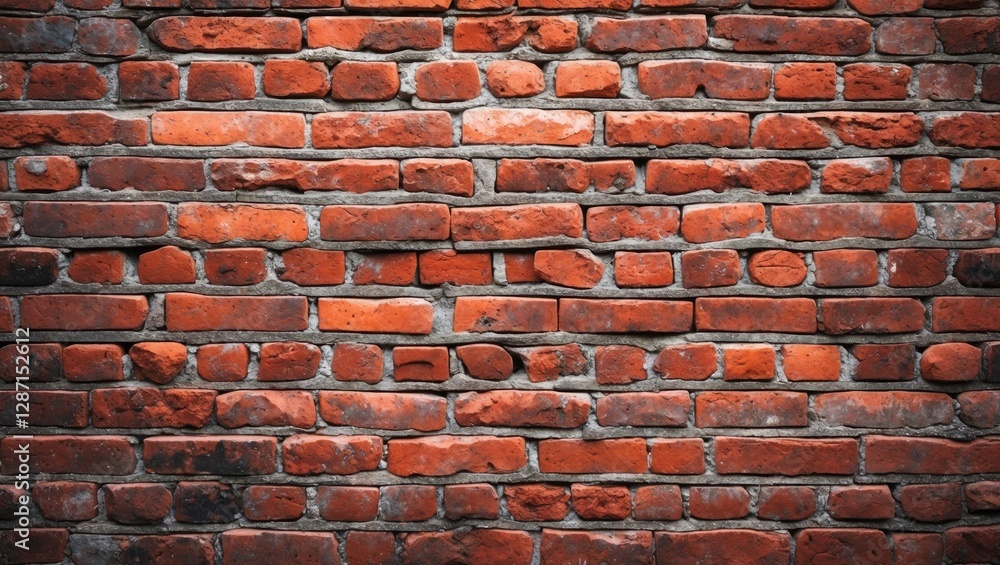 Poster authentic red brick wall texture with varying sizes and hues showcasing a rustic appearance suitable