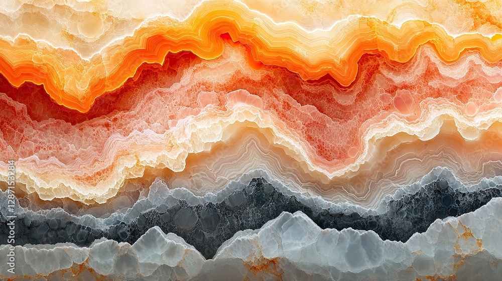 Poster abstract rendering of layered colorful stone geological formations
