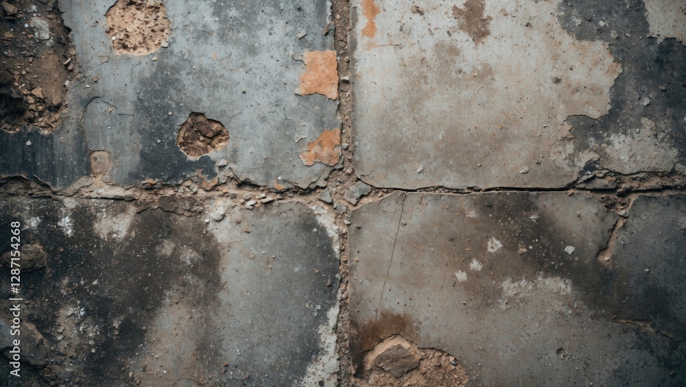 Poster cracked and weathered cement floor texture for use as a grunge background in design and architectura