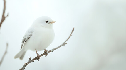 Obraz premium A white bird is perched on a branch