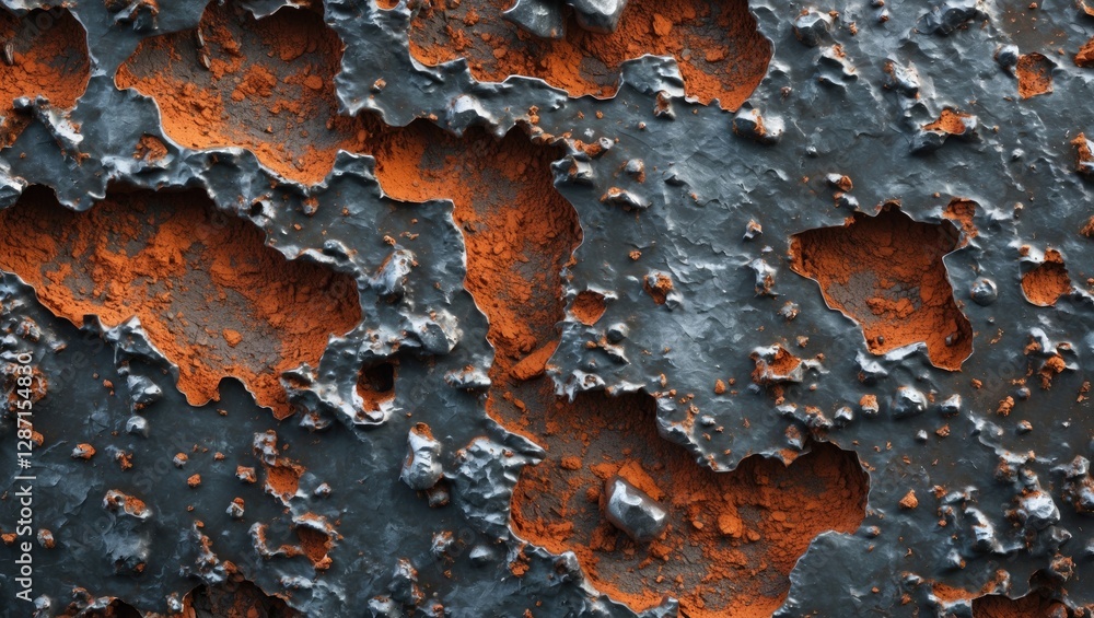 Poster corroded metal texture featuring rust and pitting for industrial and artistic backgrounds in design 