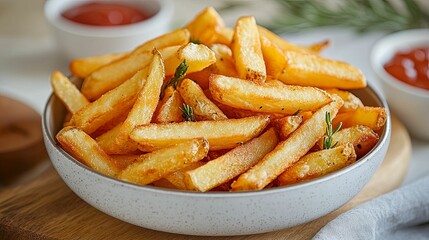 Golden Crispy French Fries In A Bowl