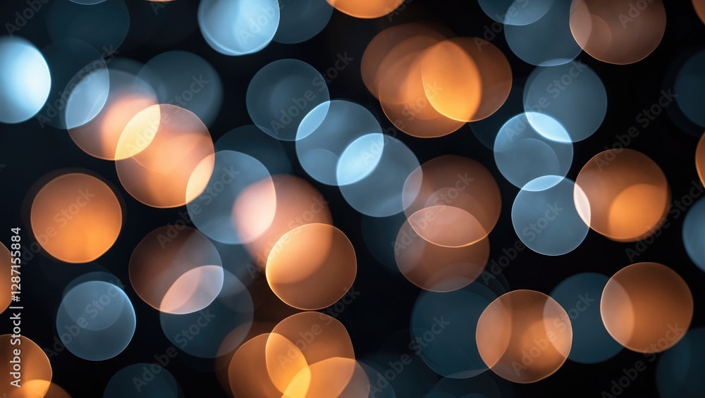 Poster softly blurred bokeh lights in vibrant orange and blue hues create an enchanting abstract backdrop f