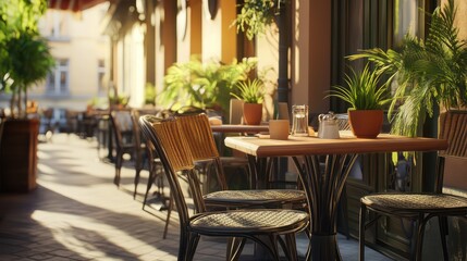 Sunny Cafe Terrace, City Street (1)