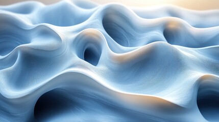 Obraz premium Abstract Blue Swirling Landscape: A Digital 3D Render of Serene, Textured Waves