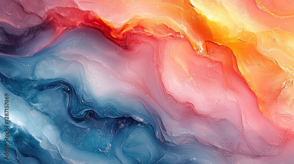 Aufkleber colorful abstract fluid art displaying a combination of colors and textures