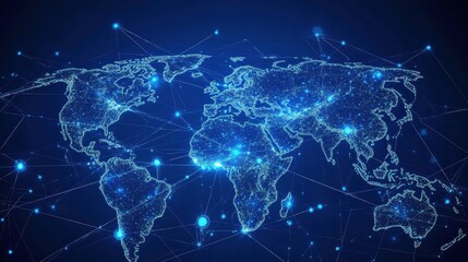 Fototapeta premium Global social media network, Digital world map with users worldwide connections.