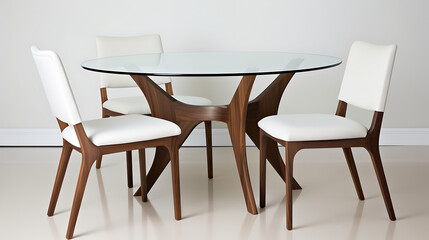 A wooden table with four chairs around it