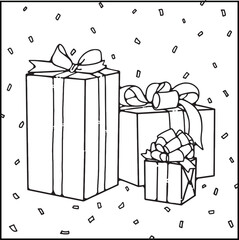 gift boxes lineart