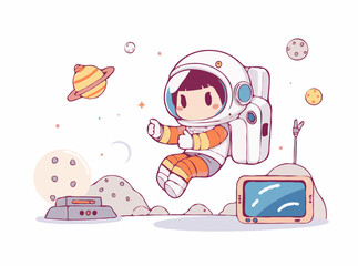 Space Exploration and Futuristic Technology Vector Graphic
