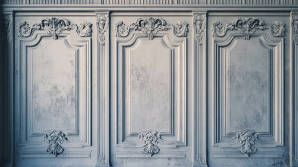 Elegant classic wall texture with ornate molding panels for interior design
