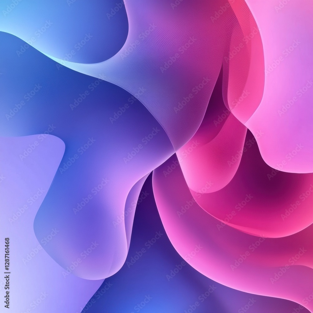 Poster Vibrant abstract design in shades of blue and pink with flowing shapes creating a dynamic visual experience. Generative AI
