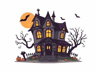 Creepy Haunted House Graphic for Halloween
