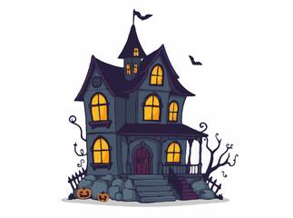 Creepy Haunted House Graphic for Halloween