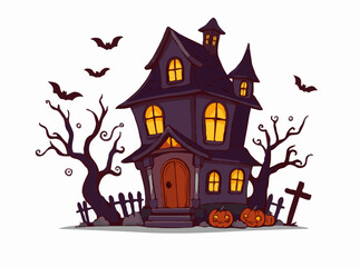 Creepy Haunted House Graphic for Halloween