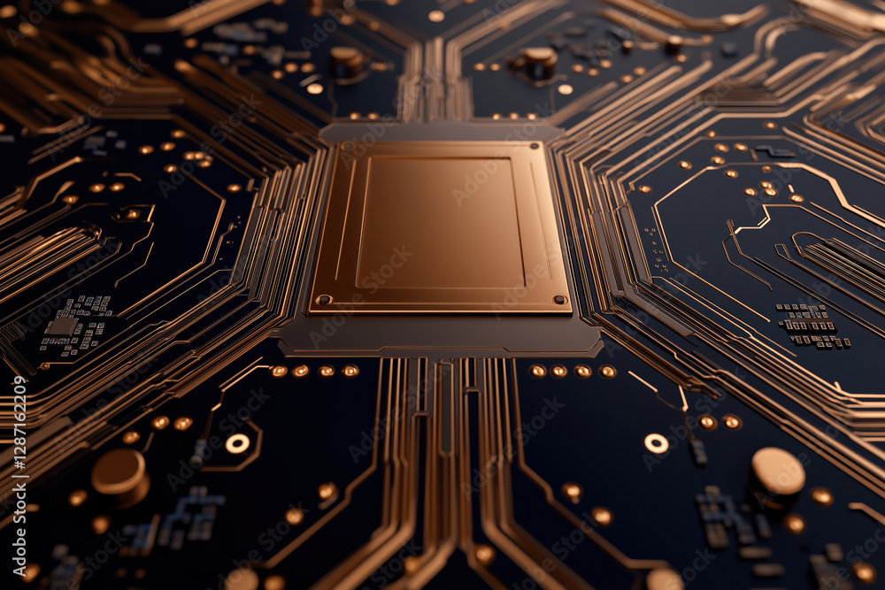 Poster detailed view of a circuit board featuring advanced technology and design elements