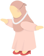 Little Girl Wearing Her Mother's Shoes