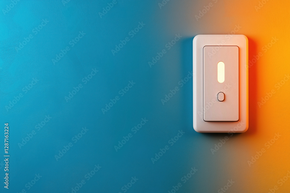 Poster light switch illuminated on a colorful wall during a vibrant evening setting