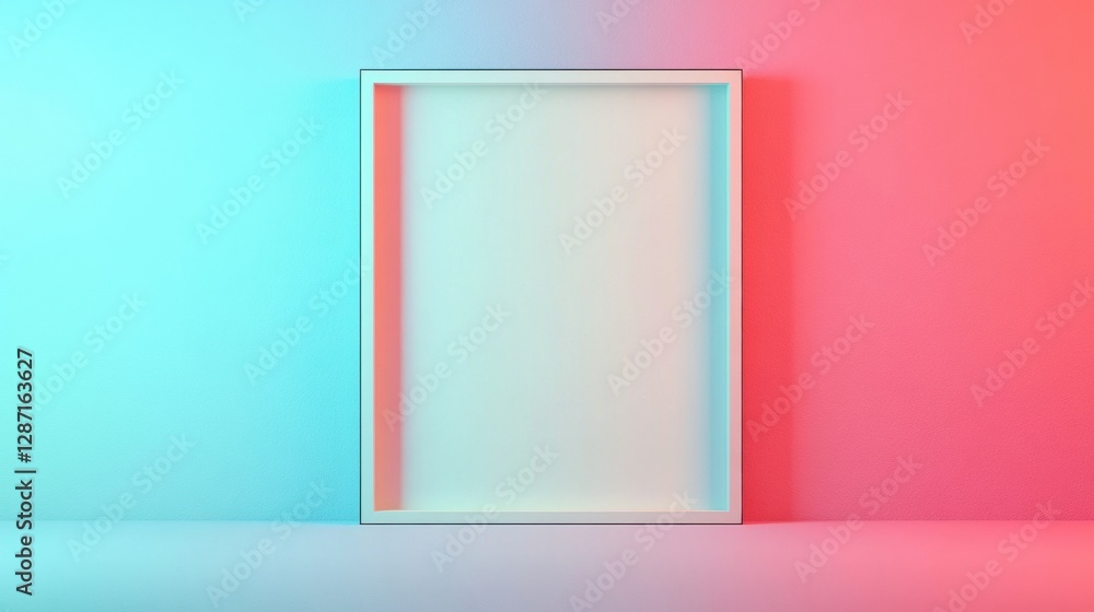 Poster colorful background with a blank frame in modern interior design for creative ideas. generative ai