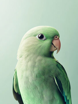 Green parrotlet isolated on a white background, animal.