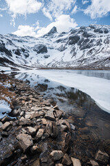 Laguna Nevada in Patagonia. Trekking in the city of Ushuaia