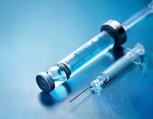 Medical treatment and immunization concept with vaccine syringe