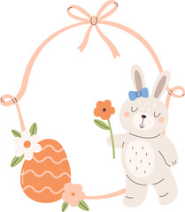 Ribbon Frame With Easter Rabbit