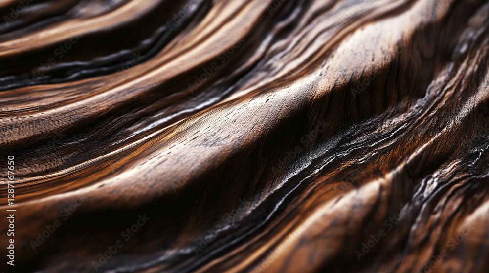 Aufkleber close-up of walnut texture with tight grain and smooth surface for natural design elements