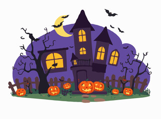 Spooky Halloween Night Vector Illustration