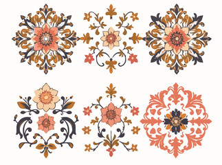 Obraz premium Intricate Baroque Floral Patterns Vector Collection