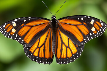 Naklejka premium Majestic Monarch Butterfly: Vibrant Wings in Flight