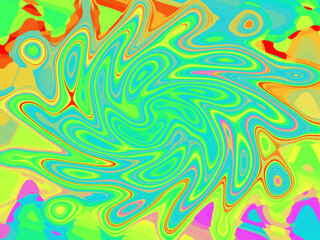 Colorful green yellow red pattern. Light green color domination. Green pattern background image. Bright colors mosaic and distortion gradient design texture 