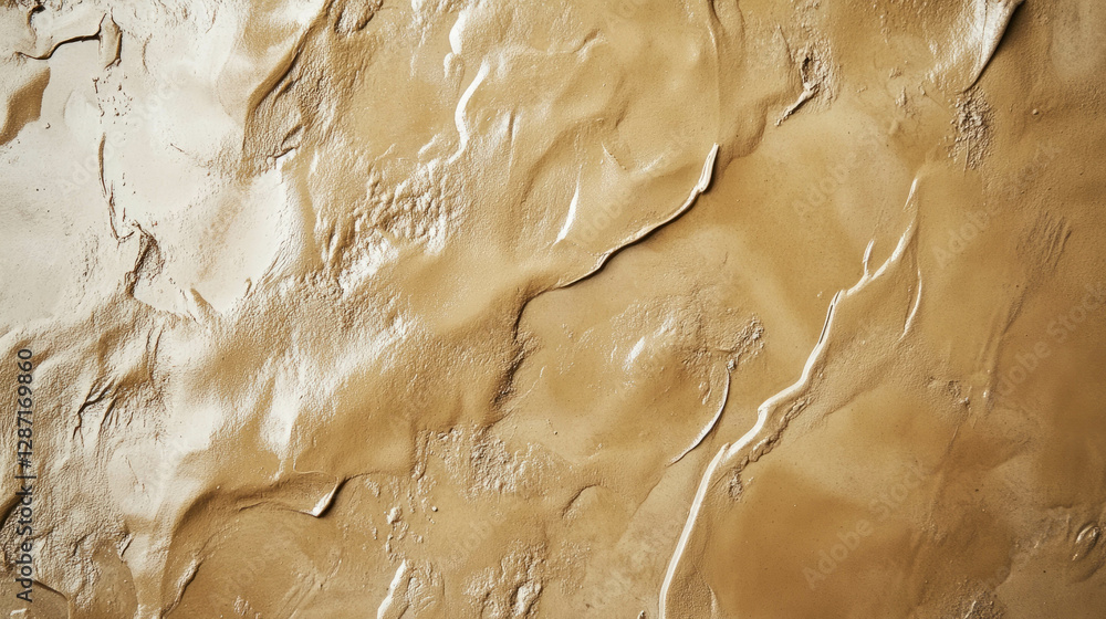 Poster texture and patterns of smooth wet clay mud wall surface for design and creativity