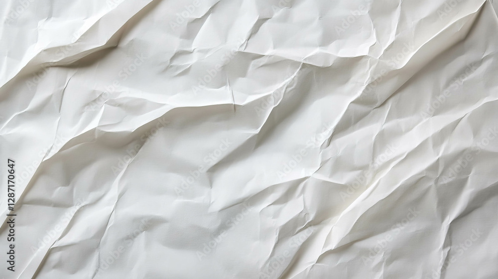Poster creased and textured white paper with defined folds for design and craft projects