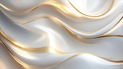 Abstract Flowing White Fabric with Gold Lines