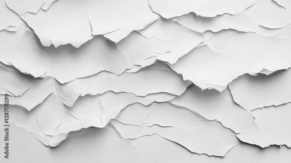 Aufkleber abstract textured background with white crumpled layered and torn paper design