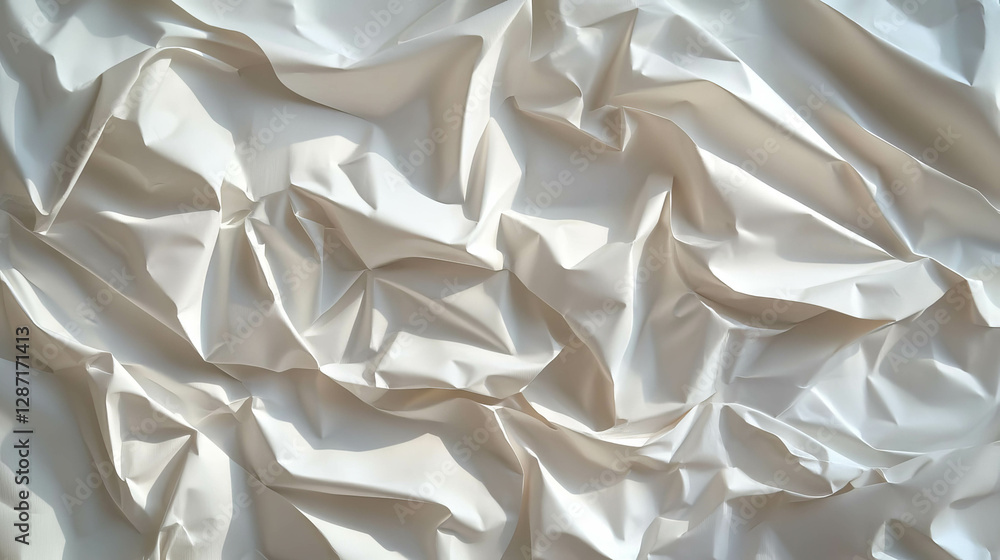 Poster abstract white crumpled paper texture with random folds for creative design