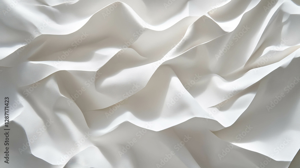 Poster abstract texture of white crumpled paper with dynamic folds for design projects