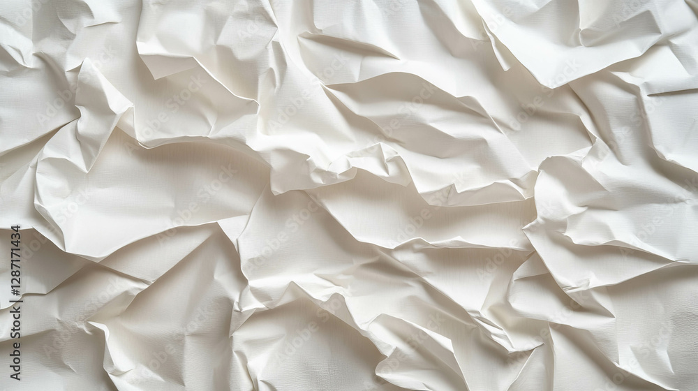 Poster abstract texture of white crumpled paper with random folds for creative design