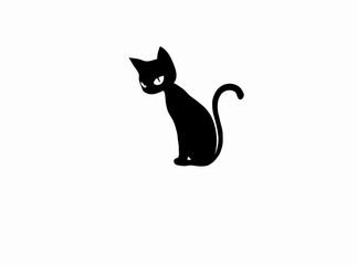 Mysterious Black Cat Silhouette Vector
