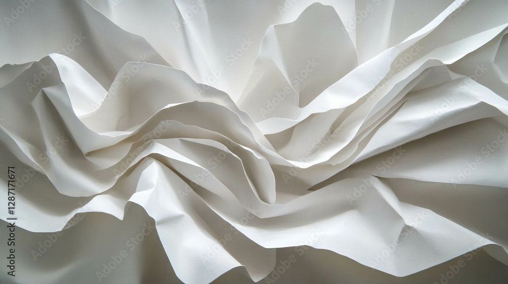 Aufkleber artistic composition of white folded and layered paper texture for creative design and background us