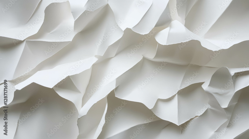 Poster abstract texture of white folded and torn paper for creative design