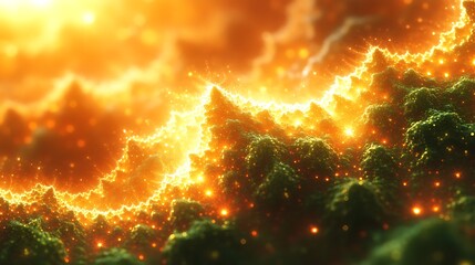 Abstract fractal landscape glowing light