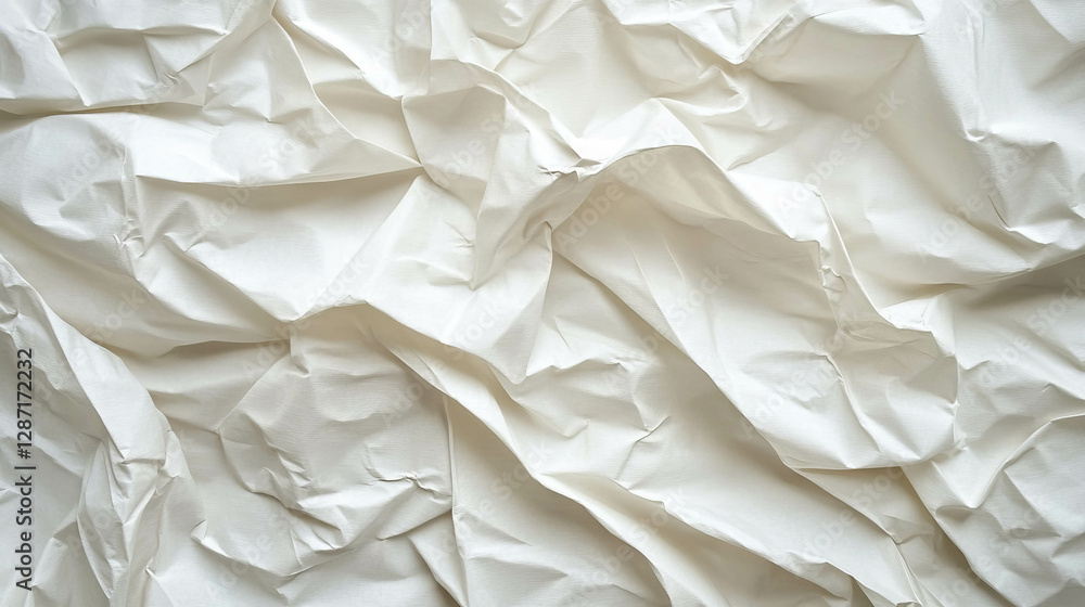 Poster white crumpled paper texture for background design and artistic projects