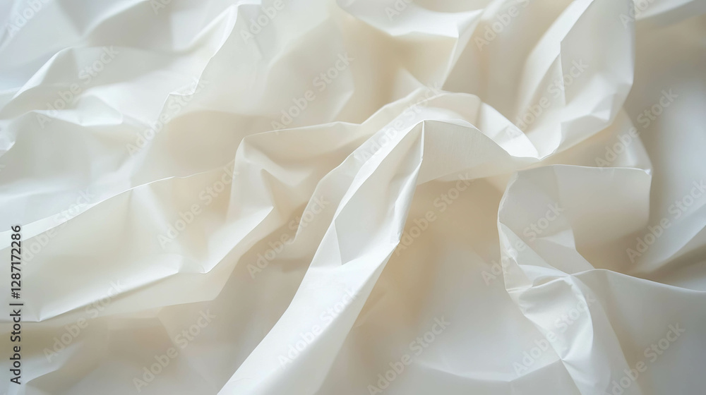 Poster texture of lightly folded white paper with soft folds for design and craft projects