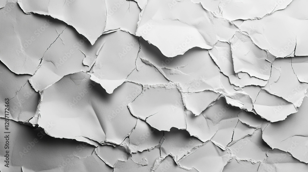 Poster abstract textured white torn and crinkled paper surface for creative design and background use