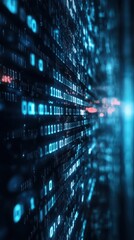 Futuristic Cyber Data Stream: Digital Matrix Code Background