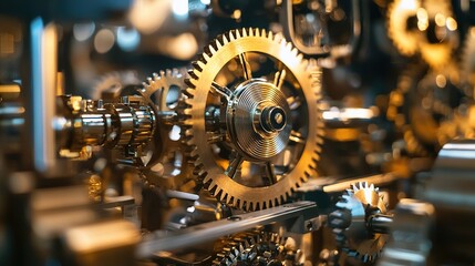 Fototapeta premium Mechanical apparatus in action intricate machinery close-up industrial setting high-quality photography